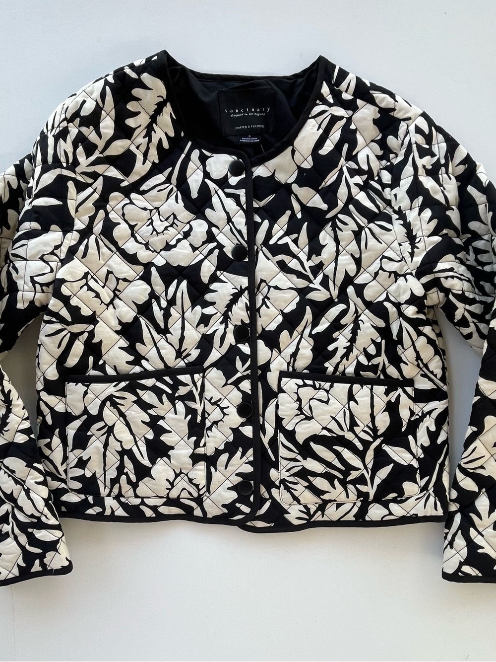 Sanctuary Crafted & Tailored Quilted Floral Snap/Button Front Lined Jacket S